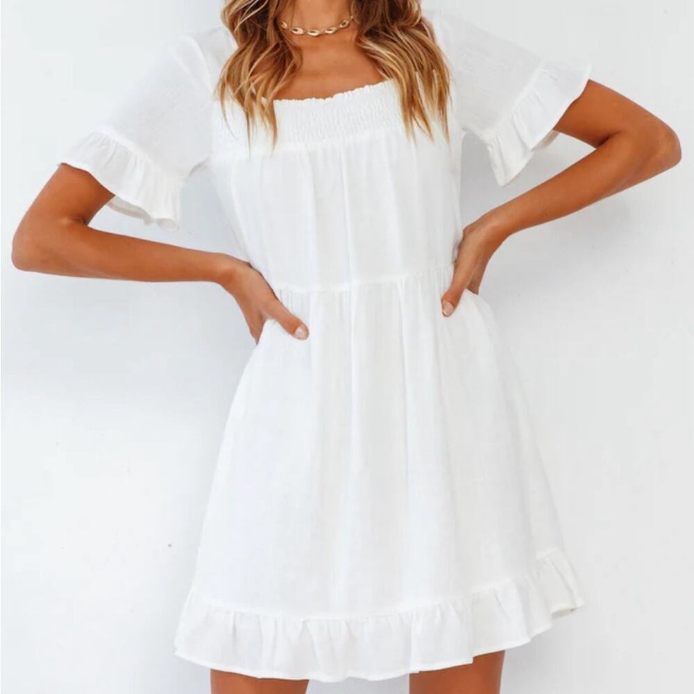 Princess Polly White Ruffled Tiered Sundress Size 6